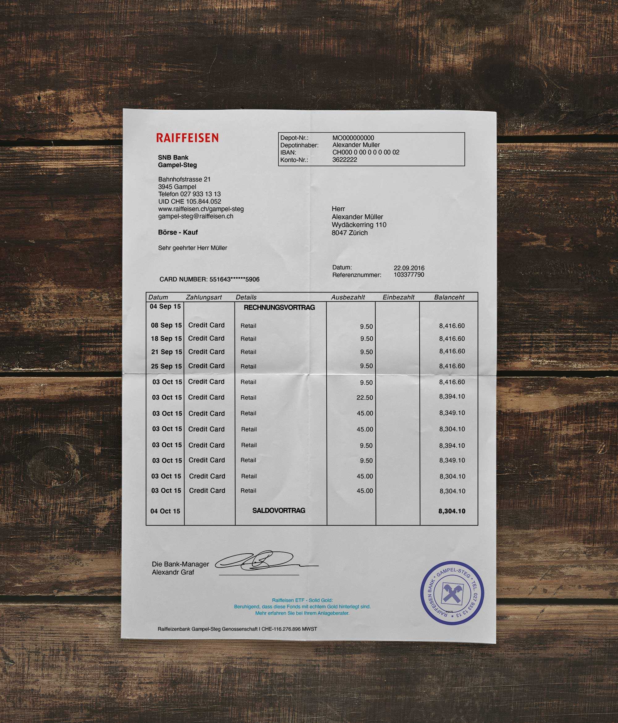 Statement | Raiffeisenbank Ettiswil | Switzerland |2