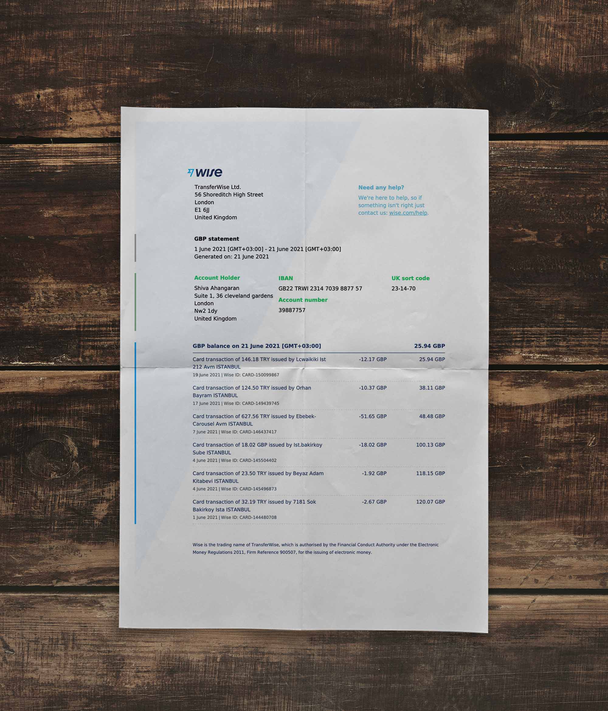 Statement | TransferWise | UK |2