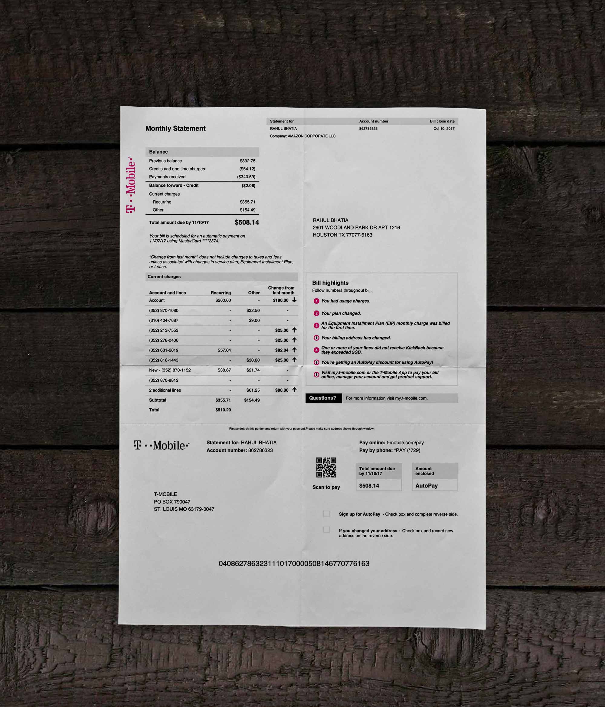 Utility bill | T-Mobile | USA |2