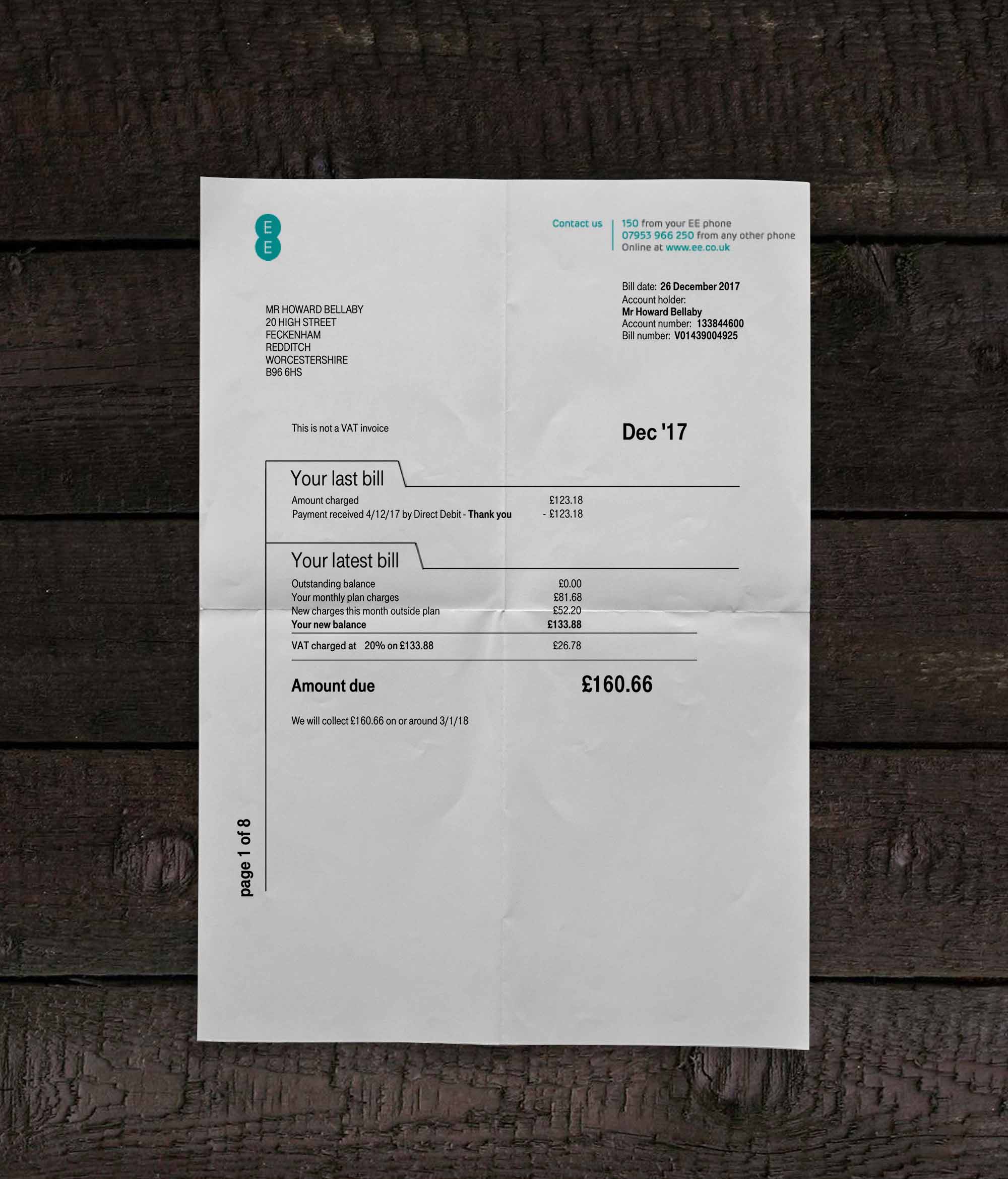 Utility bill | EE | UK | 2