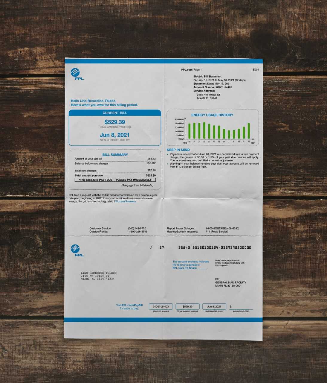 Utility bill | FPL | USA | FL2